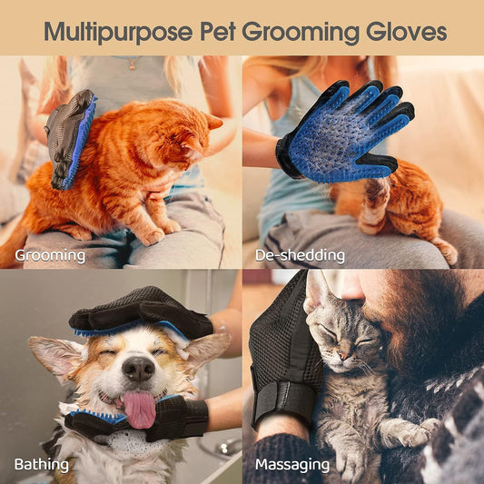 Upgrade Pet Grooming Gloves Cat Brushes For Gentle Shedding  Efficient Pets Hair Remover Mittens Dog Washing Gloves For Long And Short Hair Dogs Cats  Horse